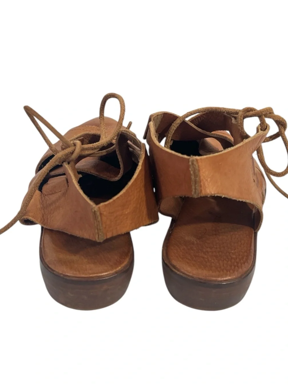 Free People Destino Woven Flat Tan/Brown Leather Size 38 Fits 7.5-8